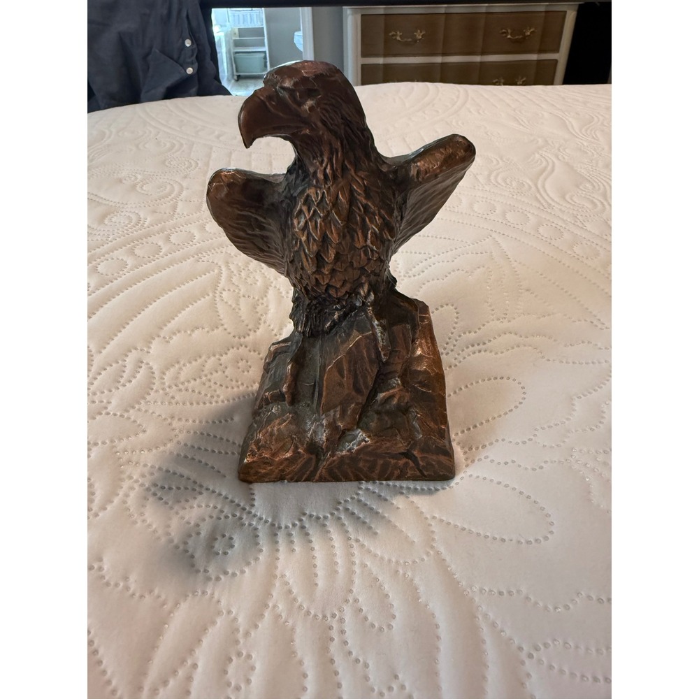Vintage Banthrico Inc Chicago Metal Eagle Coin Bank Copper Tone Statue
